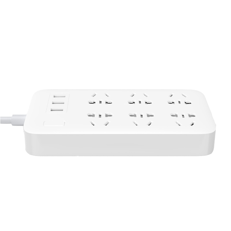 小米(mi)米家插线板接线板 六位基础版(含3口USB 5V 2A充电)白色 1.8米