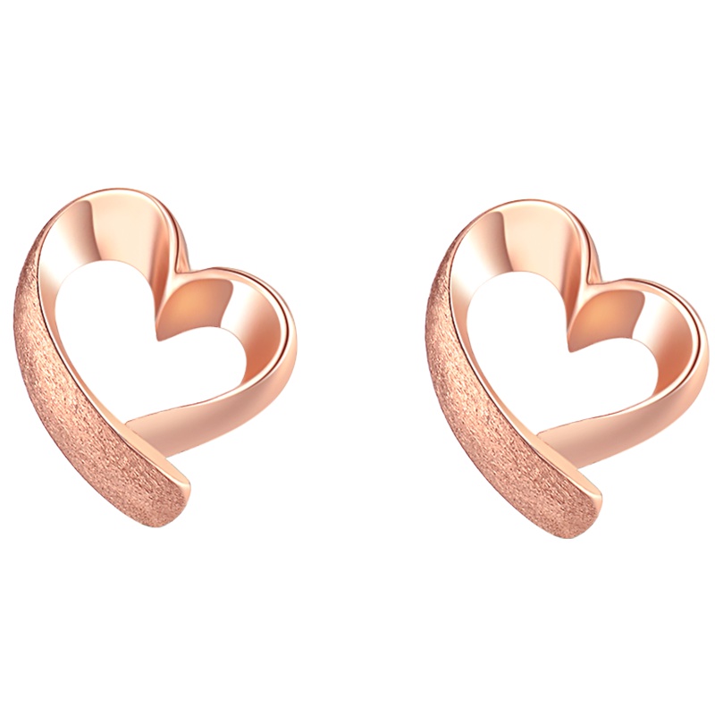 周大生18K金耳钉 女款K金简约心型耳环 新款正品耳饰送女友礼物官方正品饰品 女士珠宝首饰