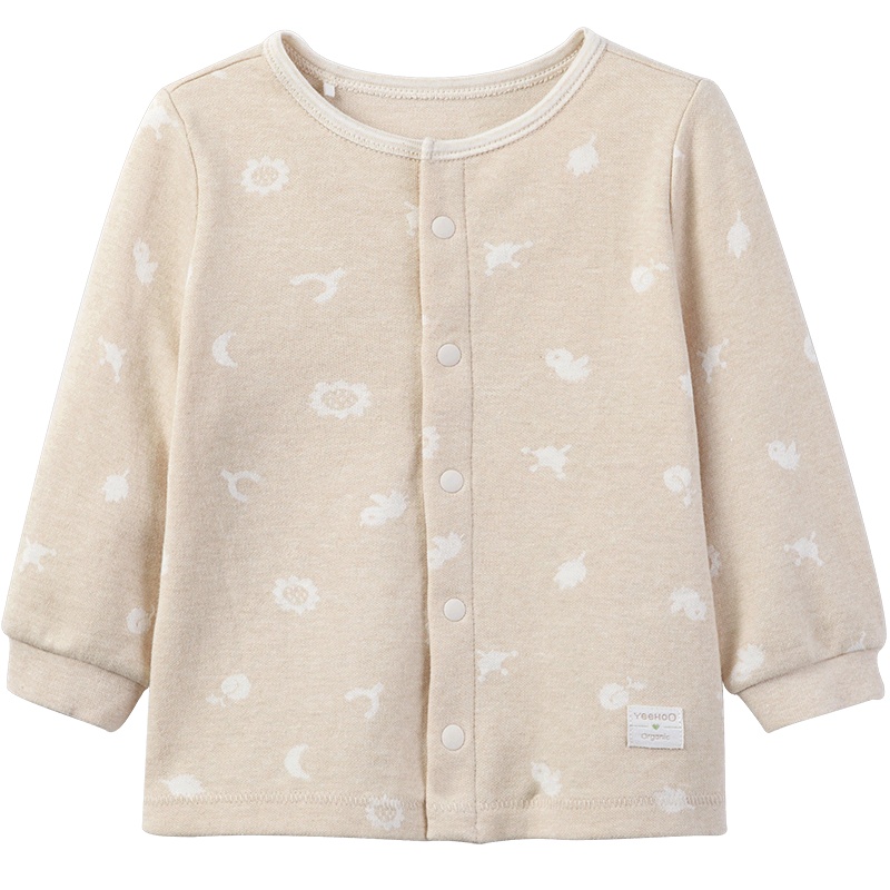 英氏婴儿衣服新生儿内衣薄款儿童睡衣裤四季有机彩棉上衣174701