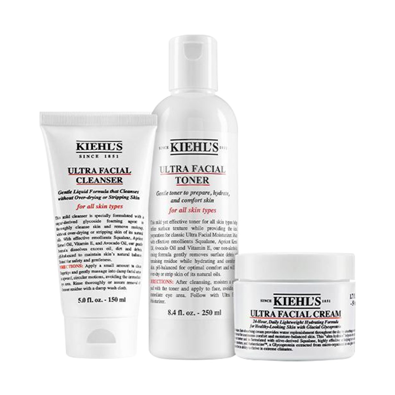 Kiehl’s/科颜氏高保湿三步骤套装(高保湿水250ml+洁面150ml+面霜125ml)三重保湿锁水