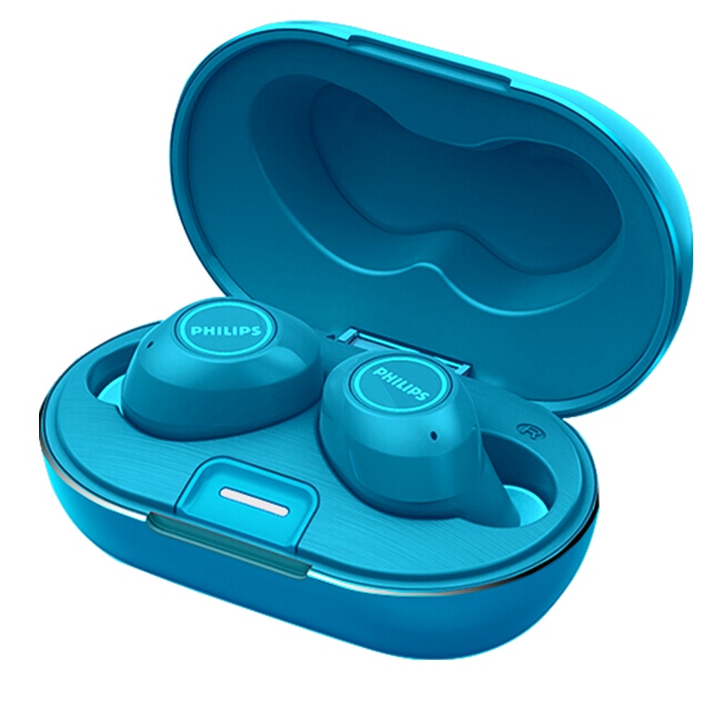 飞利浦（PHILIPS）TAT1205TL蓝 真无线蓝牙耳机 双耳5.0入耳式运动跑步商务小米苹果华为安卓手机通用 蓝色