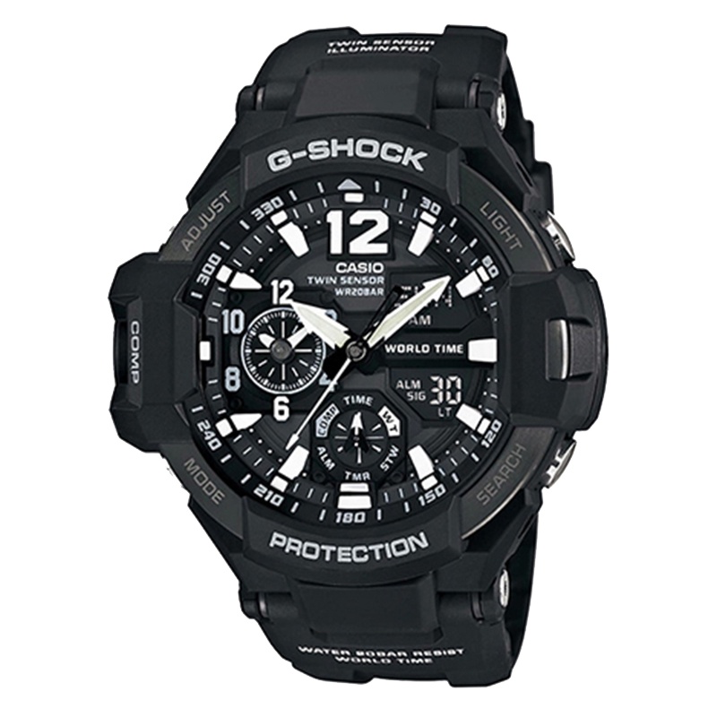 CASIO卡西欧 石英表 男G-SHOCK航空系列双显户外运动多功能男士手表GA-1100