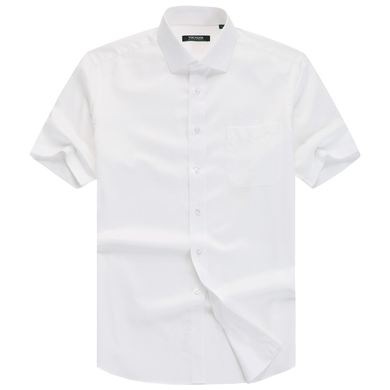 Youngor/雅戈尔夏季新品男士商务正装白色纯棉DP免烫短袖衬衫171BJA
