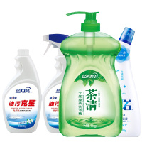 蓝月亮·厨卫组合:茶清1kg+强力油污克星500g(瓶+瓶补)+卫诺罗兰洁厕液500g 单位:件