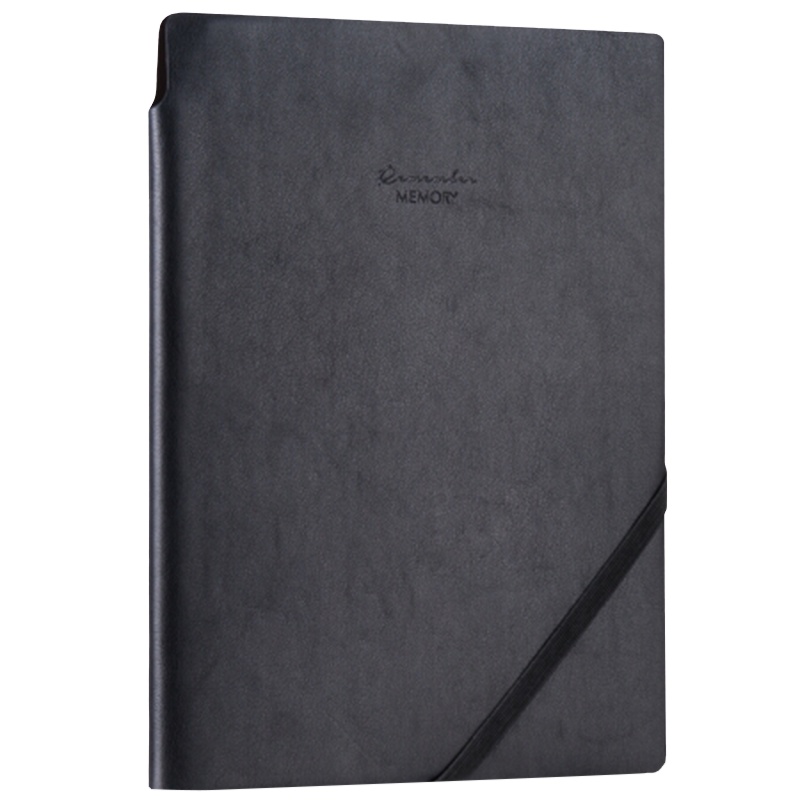 得力 22250 16k96张时尚绑带皮面本 可插笔商务记事本笔记本子文具办公用品 黑色