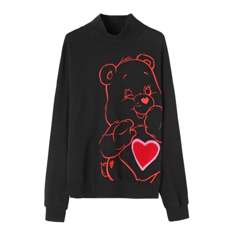 爱心熊IP款冬季新款韩版ins宽松半高领卫衣可爱学生外套上60007465