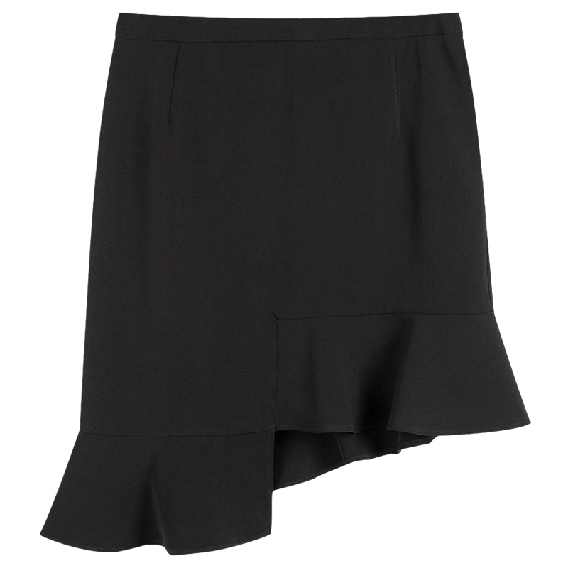 拉夏贝尔黑色鱼尾裙半身裙拉贝缇夏季新款女装韩版高腰雪纺包臀短裙子