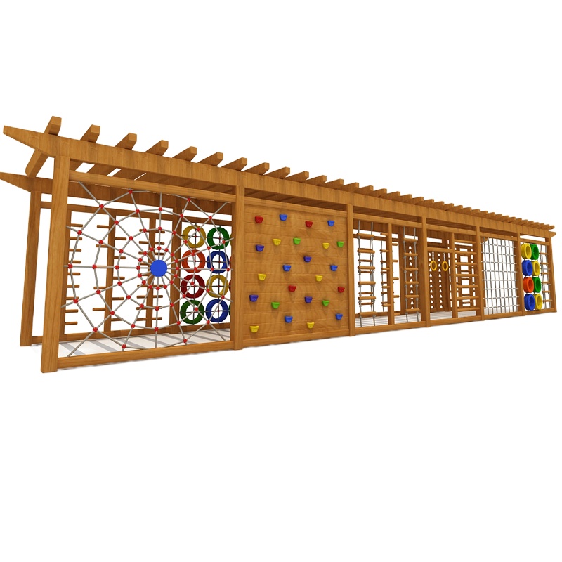 （一米方案）幼儿园木质攀爬架攀爬墙户外儿童实木体能训练滑梯组合