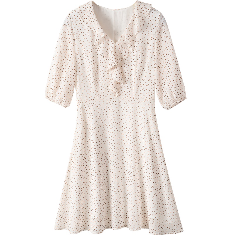 雅鹿夏季新品女士时尚优雅气质印花修身连衣裙2216T05022