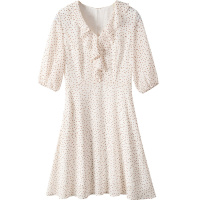 雅鹿夏季新品女士时尚优雅气质印花修身连衣裙2216T05022