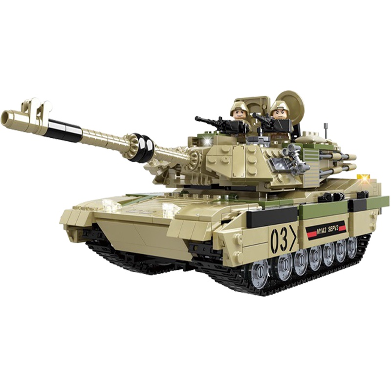 沃马新款积木拼装拼插玩具新款坦克世界积木(C0125艾布拉姆斯M1A2主战坦克)