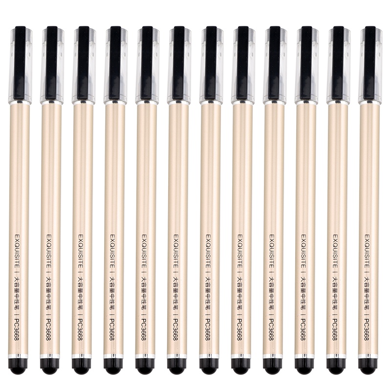 宝克(BAOKE)PC3668 全针管0.5mm大容量巨能写中性笔 一次性签字笔水笔 黑红蓝12支/盒