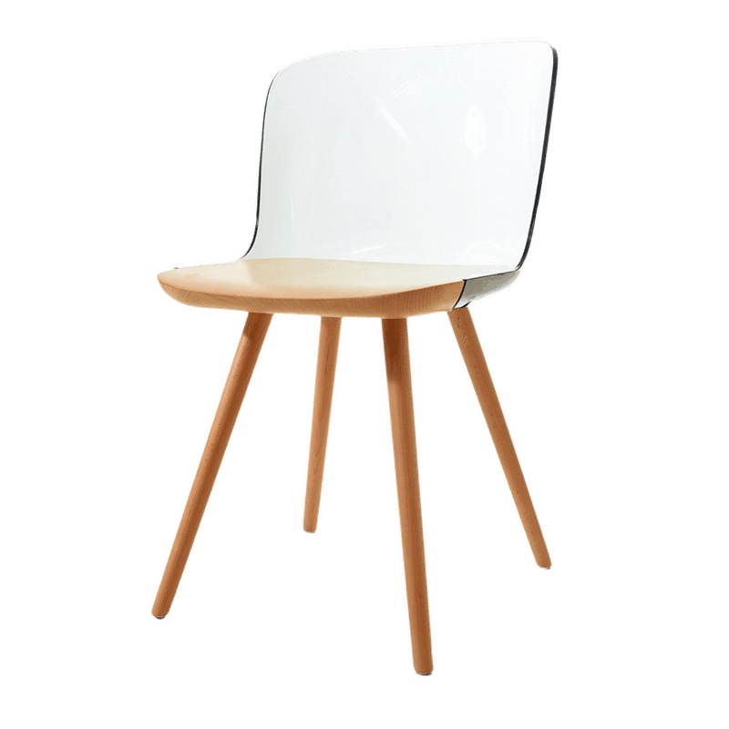 星威北欧透明餐椅实木现代简约家用餐厅桌子靠背椅轻奢亚克力扶手椅子