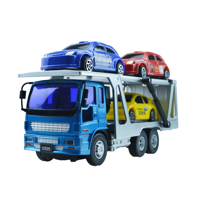 力利工程车惯性车小型轿运车双层拖车运输车 儿童惯性玩具车模型