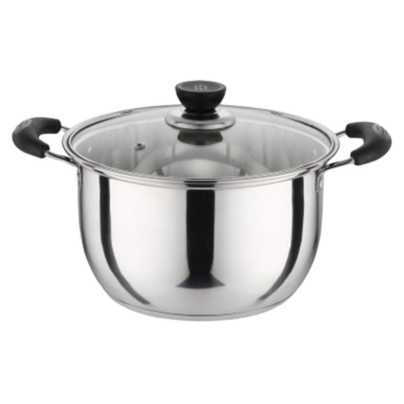 双耳锅具家用蒸锅小火锅不锈钢锅电磁炉锅小汤锅加厚火锅迷你通用 26CM[特厚复合底]*送汤勺漏勺 敬平