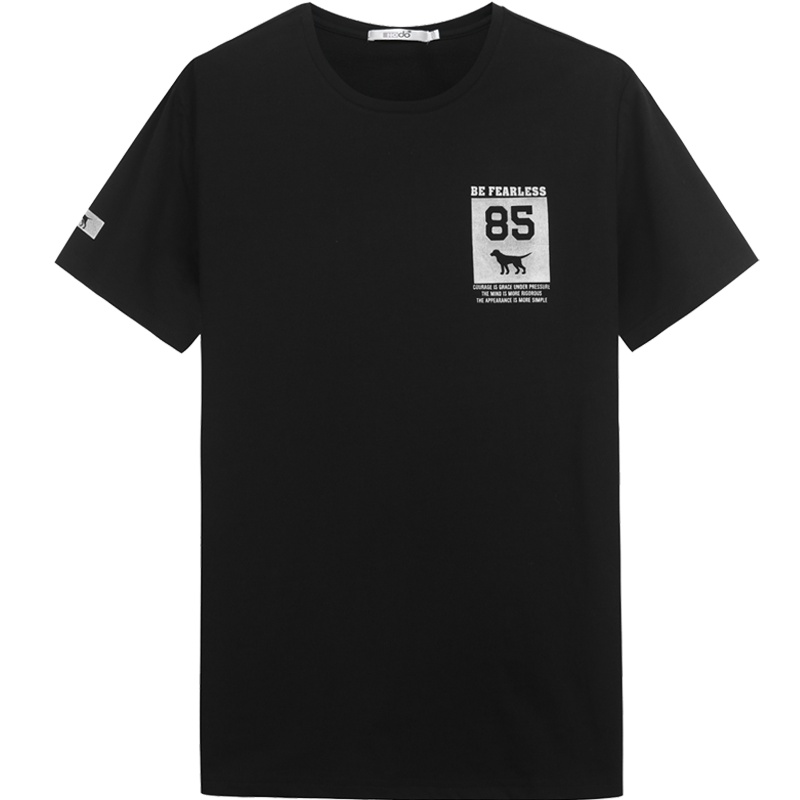 HODO红豆男装 男士短袖T恤 夏季新品时尚修身微弹圆领生肖烫金印花短袖T恤