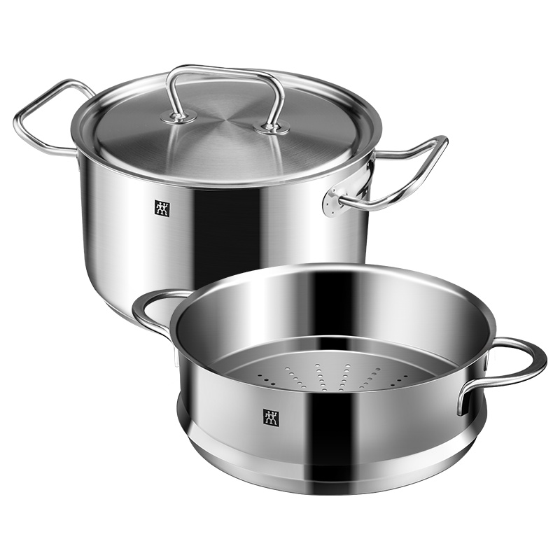 双立人(ZWILLING)18/10不锈钢24cm汤锅蒸笼2件套电磁炉燃气灶通用