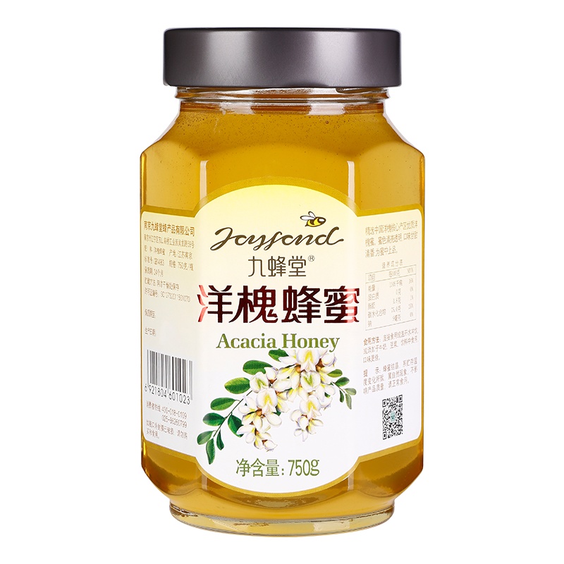 九蜂堂洋槐蜂蜜750g 槐花蜜 纯正自然 源于蜂农自产蜂巢蜜 滋补蜂蜜 非百花蜜 自然成熟无添加