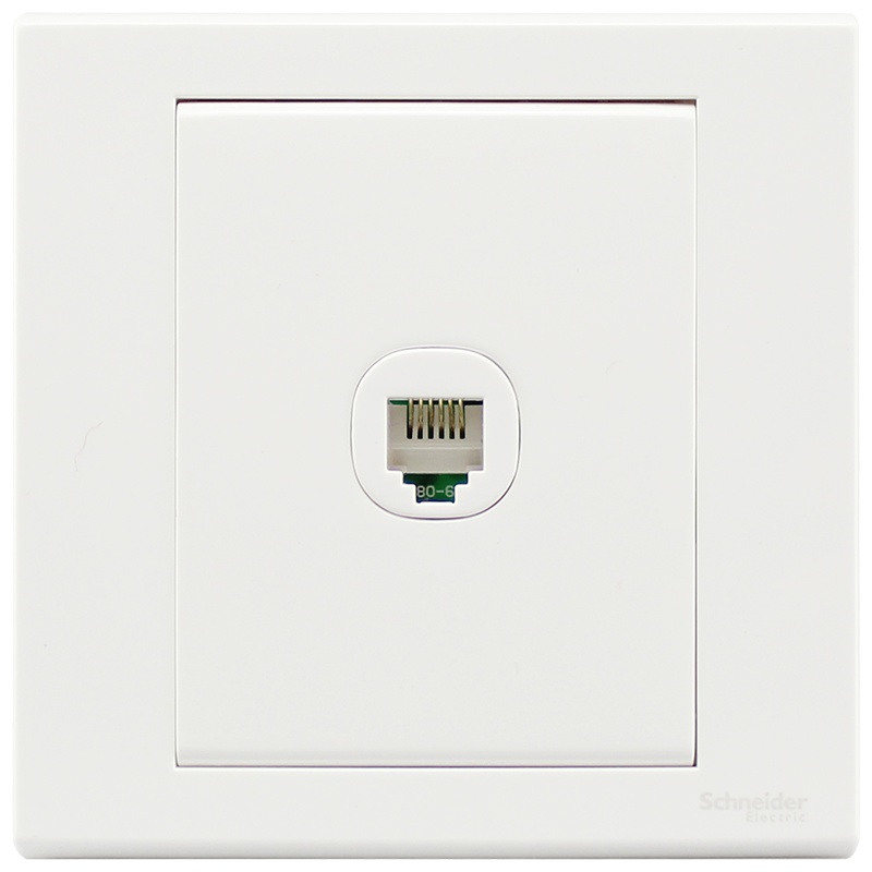 施耐德电气（Schneider Electric）开关插座 单联电话插座 墙壁电话面板弱电插座 如意 白