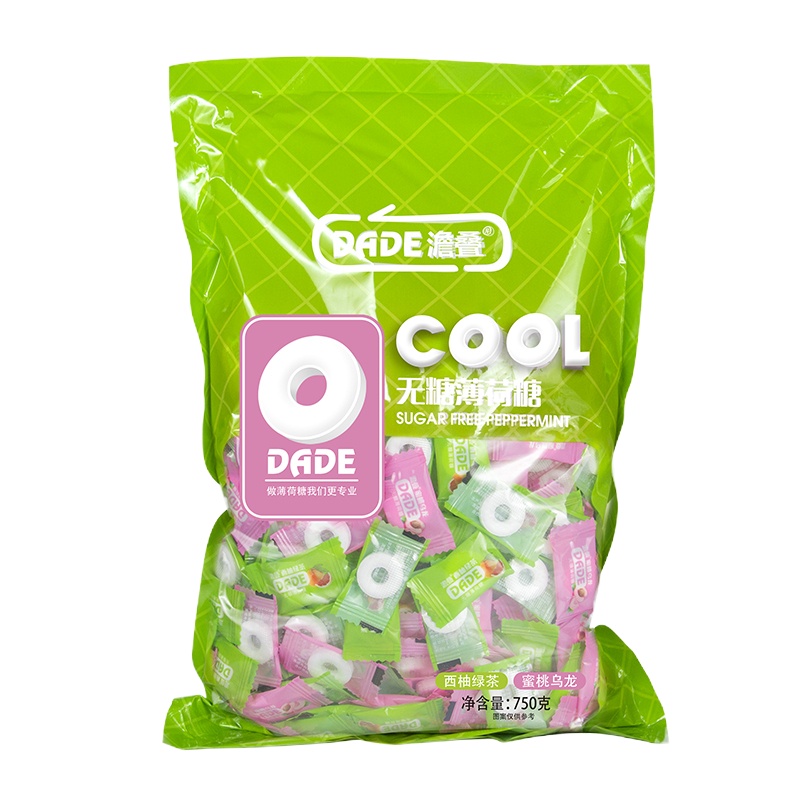 澹叠有个圈的无糖薄荷糖 [蜜桃乌龙味+西柚绿茶味]混750克(约500粒)清凉爽口水果味硬糖网约会商务招待零食糖果批发红