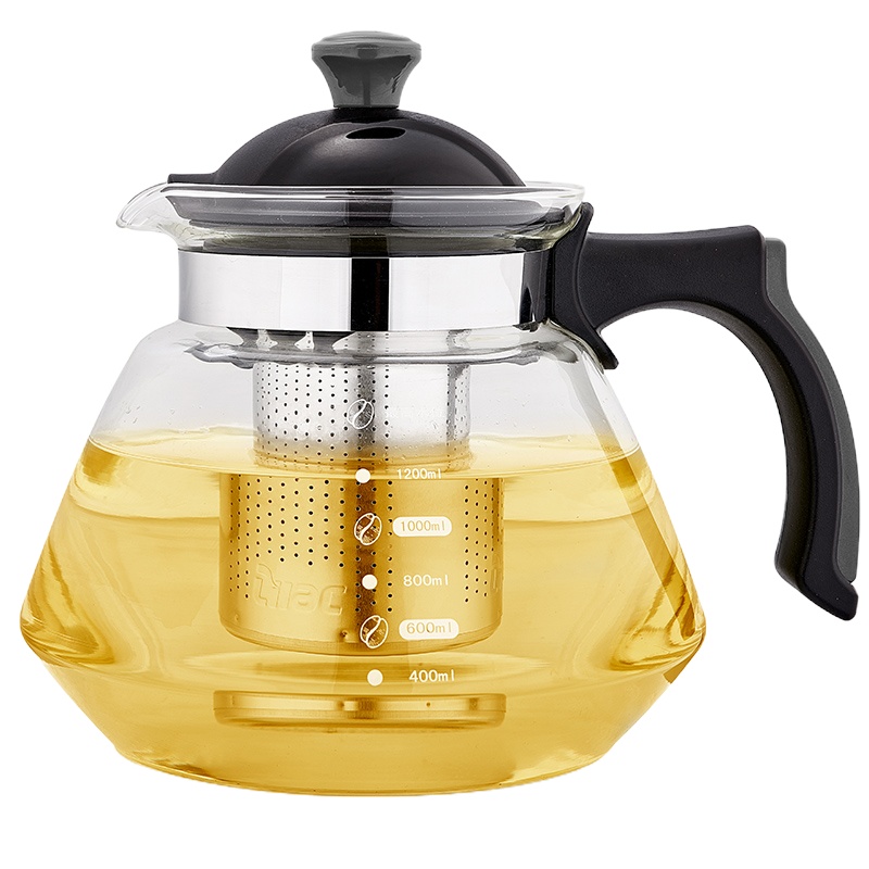 WQSC紫丁香 耐高温玻璃泡茶壶 不锈钢滤网煮茶壶套装玻璃养生壶花茶壶 单壶1.6L(WJS27 )