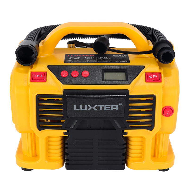 车载车用充气泵数显双缸自动充停汽车轮胎打气泵胎压检测吹吸两用充放气气垫床打气筒12V和220V电源供电B款 明黄色