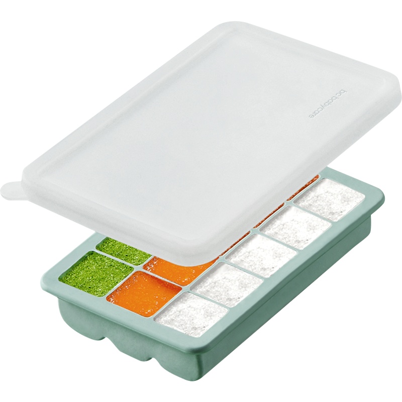 babycare婴儿硅胶辅食盒 15宫格分格冷冻冷藏保鲜储存便携宝宝辅食分装 云雾绿