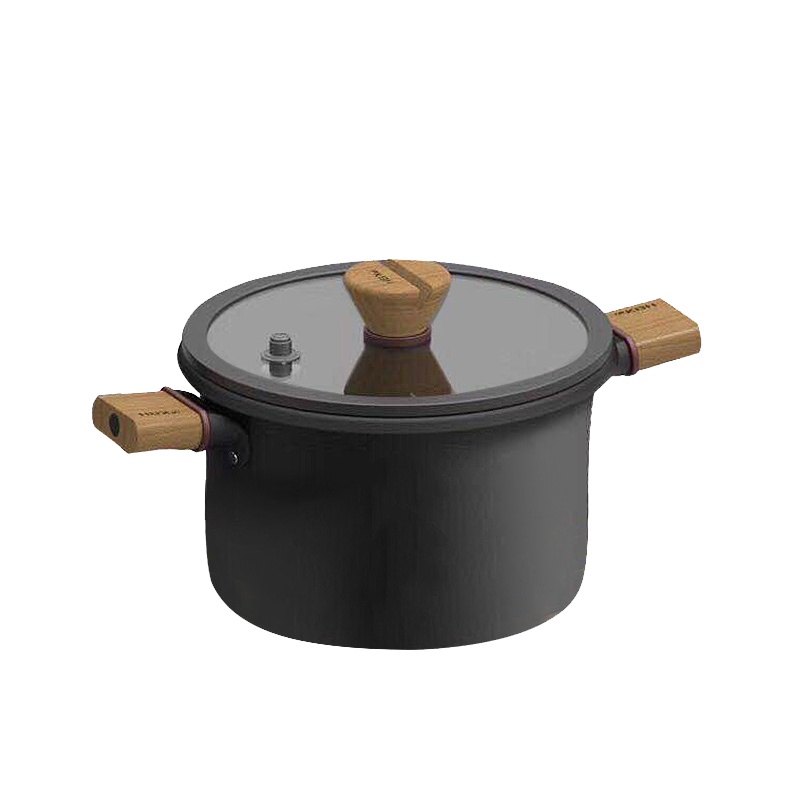 康巴赫(KBH)锅具 防溢汤锅 防溢救生圈设计 多层压铸 麦饭石色不易粘锅煤气灶电磁炉通用汤锅24cm