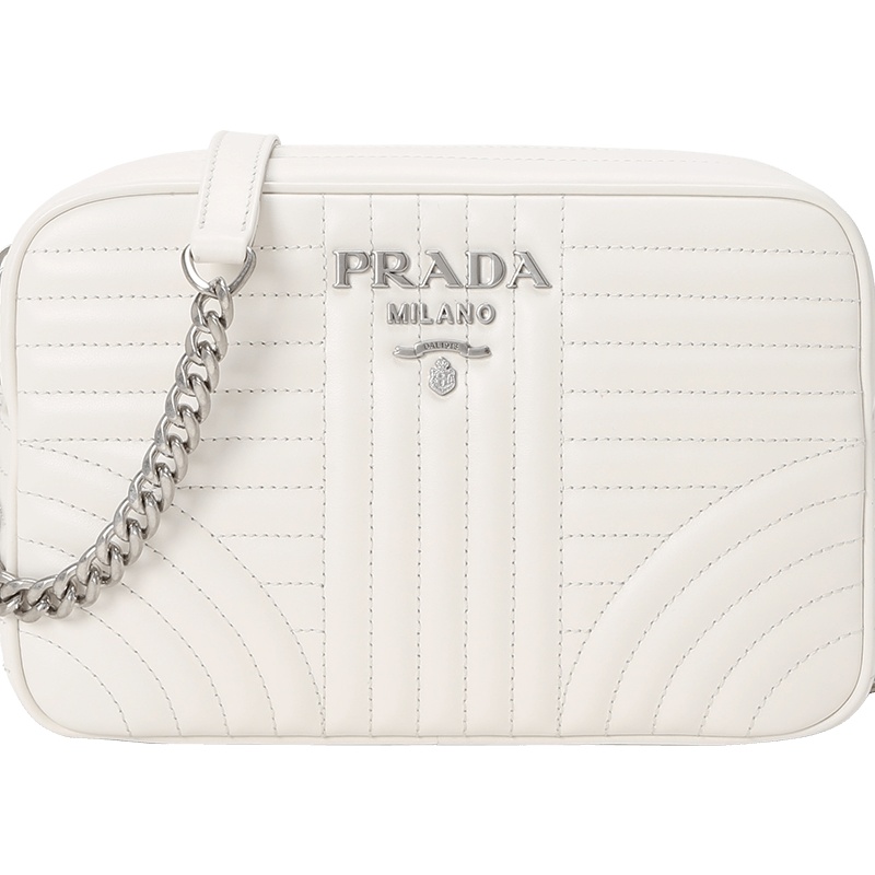 预订 PRADA 普拉达 Diagramme 相机包 单肩包 斜挎包 字母LOGO绗缝皮1BH083