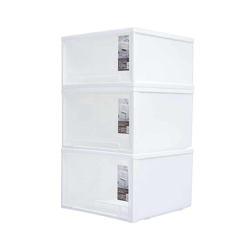 禧天龙抽屉式收纳箱塑料收纳柜简易组合透明多功能衣服储物柜2个