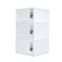 禧天龙抽屉式收纳箱塑料收纳柜简易组合透明多功能衣服储物柜2个