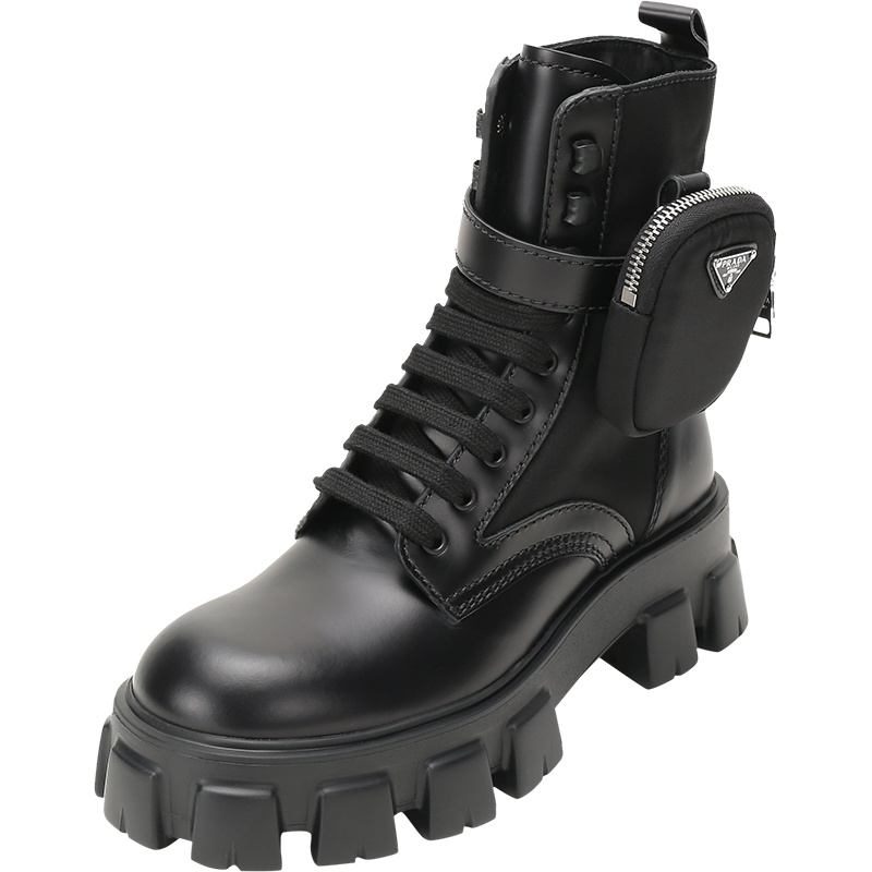 PRADA 普拉达 男士 织物配皮Monolith系带厚底靴子短靴带小包 2UE007 3L09