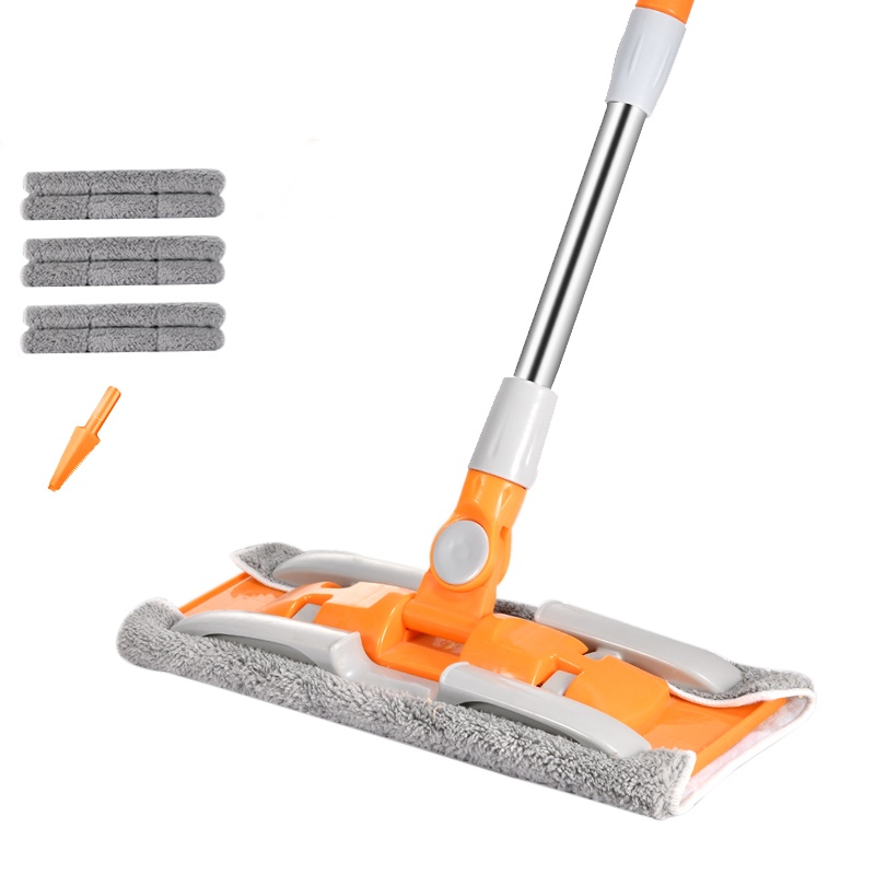 谐晟 大号懒人平板拖把木地板拖布干湿两用拖布[经典款35cm]共4块布+刮刀