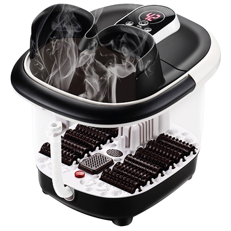 安尚足浴器自动加热脚动十二大滚轮按摩足浴盆可定时可调节温度红光照射泡脚盆深桶一键启动微电脑式非电动洗脚桶保温防尘护盖神器