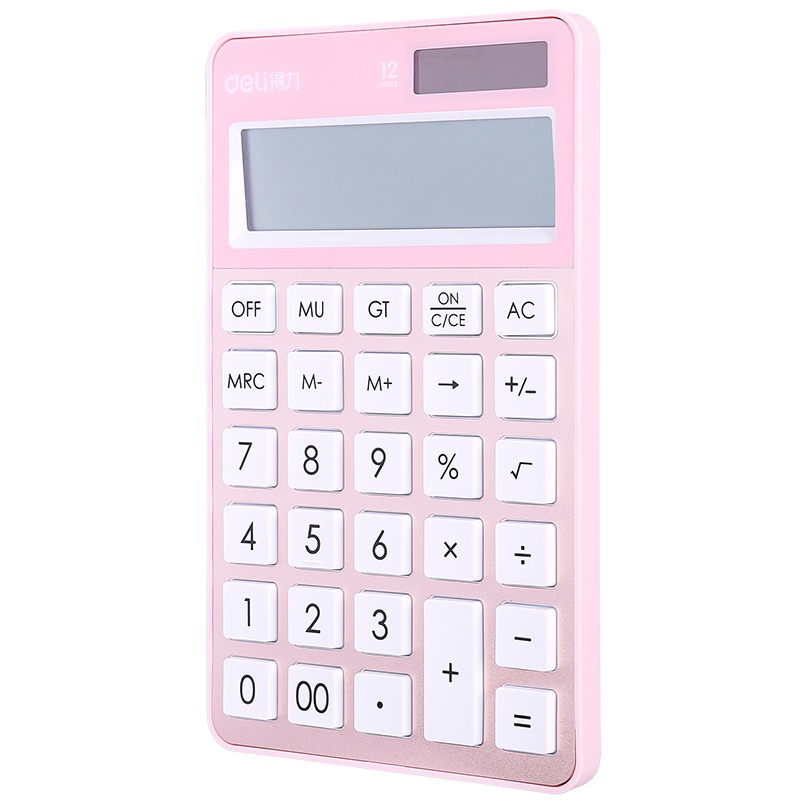 得力 1576A 大屏计算器便携办公学生计算机12位太阳能双电源多功能