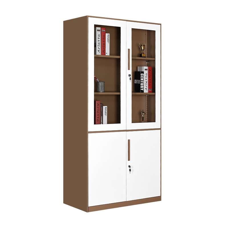 [红心家居]钢制加厚0.8mm文件柜资料柜档案柜咖白套色大器械文件柜