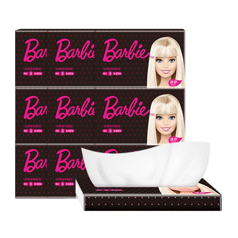 芭比 抽纸 经典系列 3层40抽10包 车载小包装 纸巾 餐巾纸