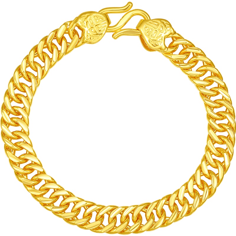 周大生计价黄金手链男款足金999亮面车花金手链男士正品新款送男友