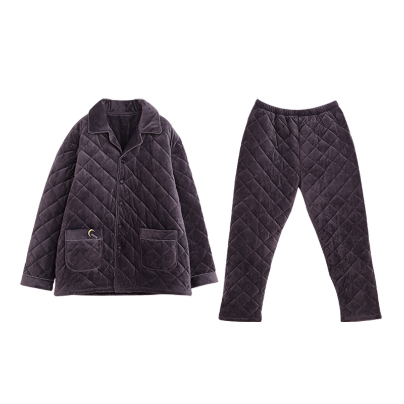 安之伴贝贝绒睡衣男士冬夹棉加厚长袖裤保暖家居服套装