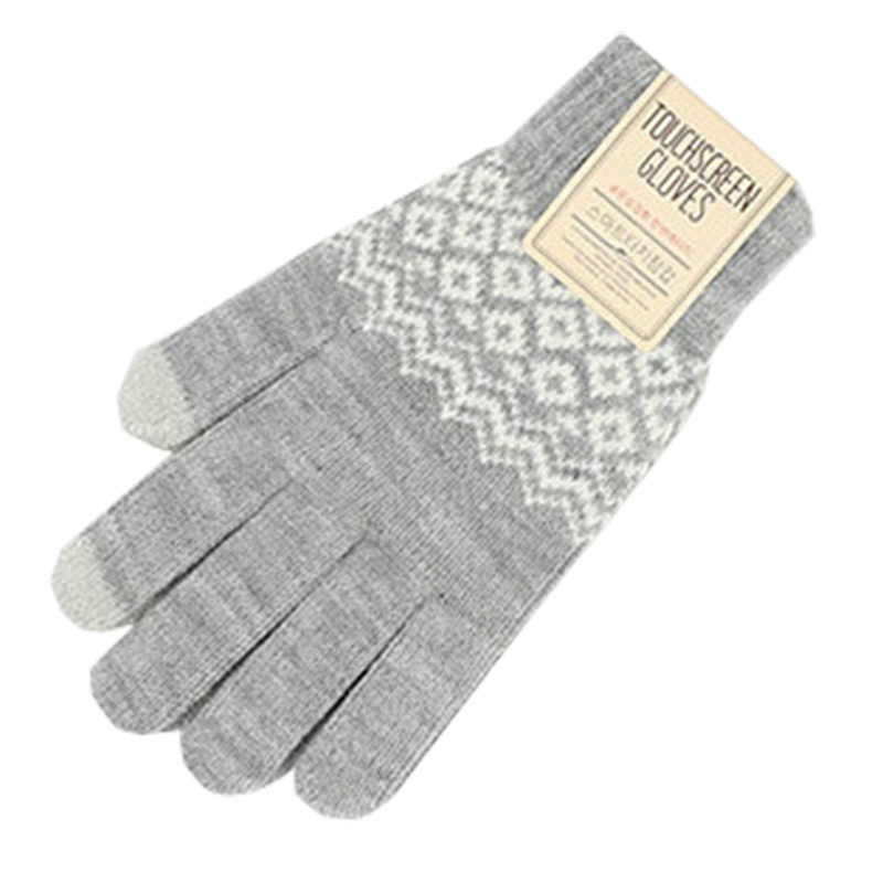 冬季针织毛线手套女士触屏韩版情侣款百搭加绒加厚保暖