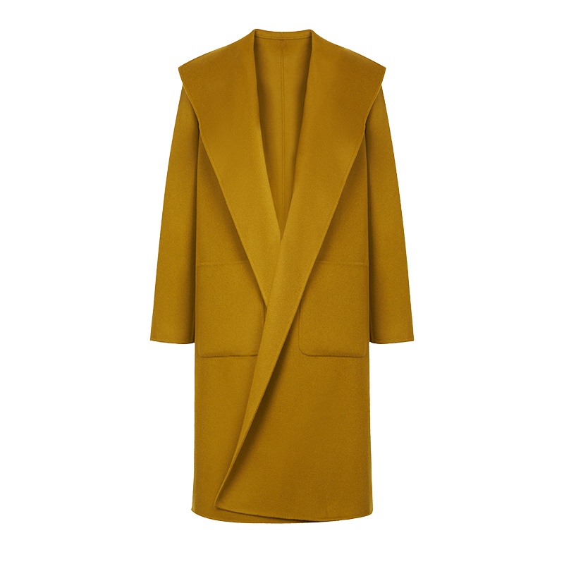 鄂尔多斯ERDOS 秋冬绒毛混纺简约百搭中长款女士大衣毛呢外套