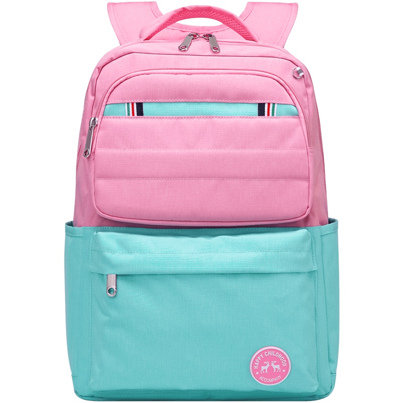 第九城（V.NINE） 小学生书包儿童书包4-6年级男女孩撞色简约双肩包休闲韩版减负发光条背包