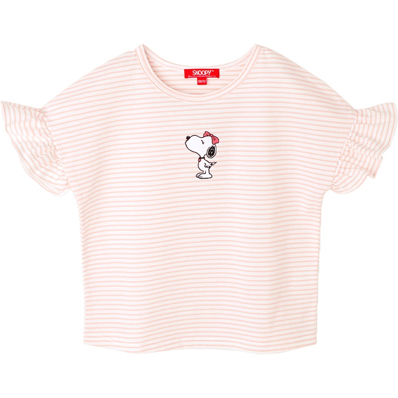 史努比(SNOOPY)女童条纹T恤短袖夏装新款洋气小女孩潮童装夏季半袖韩版儿童上衣SS2415T