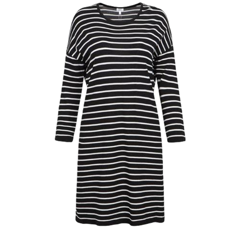 拉夏贝尔CANDIE’S春夏新显瘦直筒七分袖小清新条纹连衣裙30072560