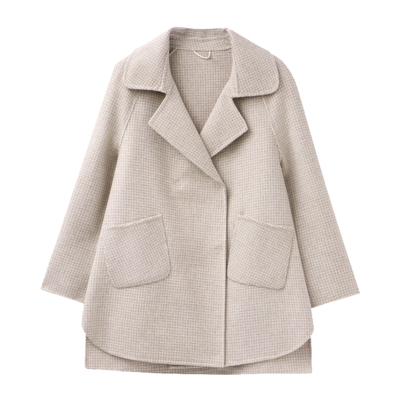 恒源祥女士毛呢大衣秋冬款双面呢羊毛大衣气质短款中老年女装毛呢