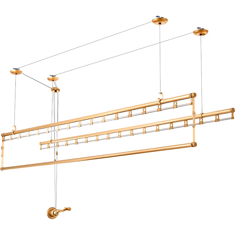 盼盼阳台晾衣架 三杆升降晒衣服架手摇晾衣杆室外双杆手动凉衣架升降晾衣架