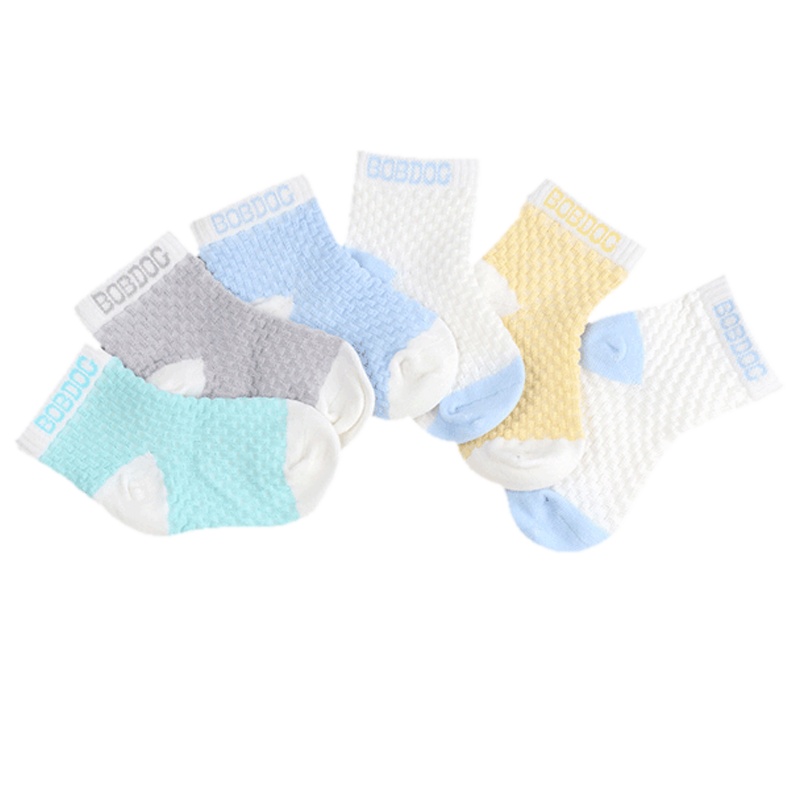 巴布豆配饰儿童袜子夏季薄款网眼袜春秋男童女童棉袜1-2岁、2-3岁、3-5岁、5-7岁、7-10岁宝宝短袜夏6双装