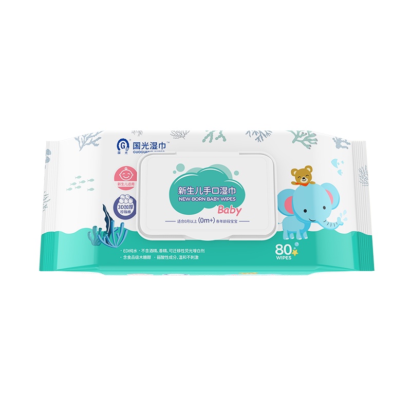 国光新生儿湿巾加厚80*3包手口屁婴幼儿大包家用装棉柔湿纸巾