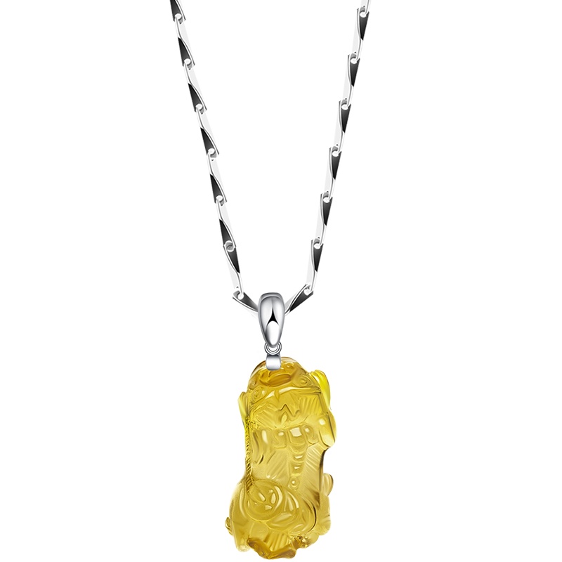 石头记纳财貔貅天然水晶财富水晶吊坠925纯银晶项链男女款