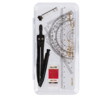 得力(deli) 72155 连中三元尺规套装 金属圆规/15cm直尺/三角尺/量角器/1块橡皮